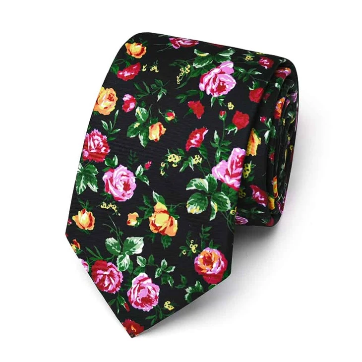 Black Floral Tie