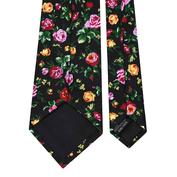 Black Floral Tie